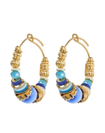 Product image thumbnail - Gas Bijoux - Aloha Blue and Gold Mini Hoop Earrings