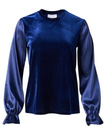 Product image thumbnail - Southcott - Passion Navy Velvet and Charmeuse Top