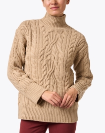 Front image thumbnail - Vince - Camel Wool Cashmere Turtleneck Sweater
