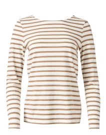 Product image thumbnail - Saint James - Minquidame Ivory and Brown Striped Cotton Top