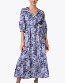 Front image thumbnail - Finley - Aerin Blue Print Cotton Dress