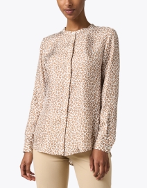 Front image thumbnail - Rosso35 - Cream and Camel Leopard Print Silk Blouse