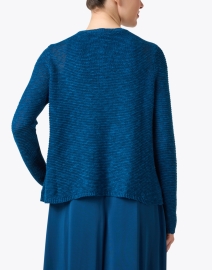 Back image thumbnail - Eileen Fisher - Blue Linen Cotton Sweater