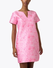 Front image thumbnail - Abbey Glass - Lulu Pink Jacquard Dress