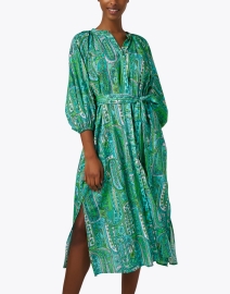 Front image thumbnail - Vilagallo - Claudette Green Print Cotton Dress
