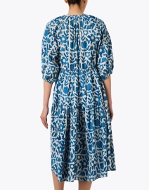 Back image thumbnail - Apiece Apart - Mitte Blue Floral Midi Dress