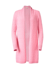 Product image thumbnail - Cortland Park - Sophie Pink Cable Knit Cashmere Cardigan