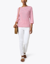Look image thumbnail - Saint James - Galathee White and Red Striped Shirt