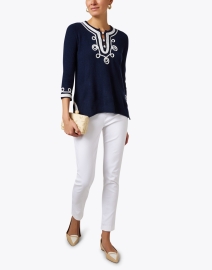 Look image thumbnail - Cortland Park - Calipso Navy Cashmere Top