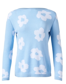 Blue and White Floral Cotton Sweater