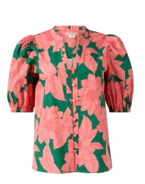 Shoshanna - Aster Pink and Green Print Cotton Blouse