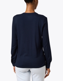 Back image thumbnail - Majestic Filatures - Navy Soft Touch Henley Top