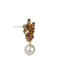 Back image thumbnail - Oscar de la Renta - Flower Pearl Drop Earrings