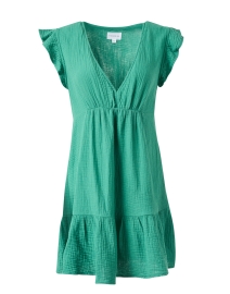Product image thumbnail - Honorine - Ruby Green Cotton V-Neck Dress