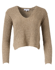 Beige Ribbed Cotton Linen Sweater