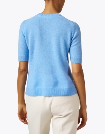 Back image thumbnail - Lafayette 148 New York - Blue Floral Cashmere Sweater