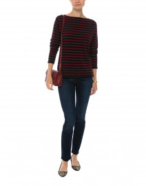 Black and Boysenberry Fine Striped Sweater