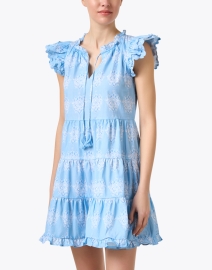 Front image thumbnail - Sail to Sable - Blue Print Cotton Dress