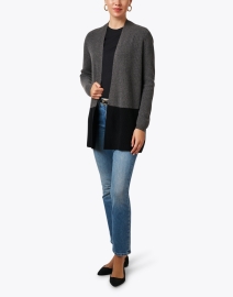 Look image thumbnail - Kinross - Grey and Black Cashmere Cardigan