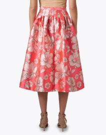 Back image thumbnail - Bigio Collection - Coral Floral A-Line Skirt