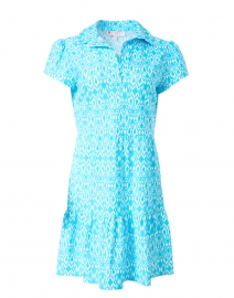 Jude Connally - Giselle Blue Diamond Ikat Print Tiered Dress