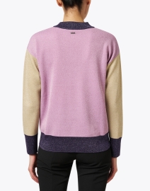 Back image thumbnail - BOSS Hugo Boss - Fangal Pink and Beige Colorblock Sweater