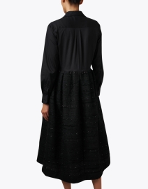 Back image thumbnail - Sara Roka - Elenat Black Poplin and Tweed Skirt Dress