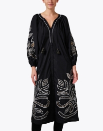 Front image thumbnail - Figue - Kali Black and White Embroidered Cotton Dress