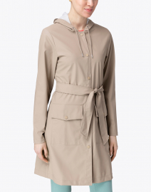 Front image thumbnail - Rains - Beige Water Resistant Belted Jacket