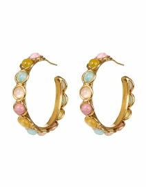 Product image thumbnail - Sylvia Toledano - Gold Multi Stone Hoop Earrings
