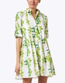 Front image thumbnail - Ro's Garden - Deauville Green and White Print Shirt Dress
