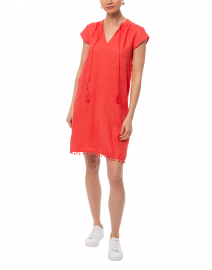 Tangerine Red Linen Dress