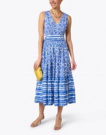 Look image thumbnail - Ro's Garden - Mariana Blue and White Floral Cotton Dress