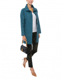 Teal Blue Cotton Twill Coat