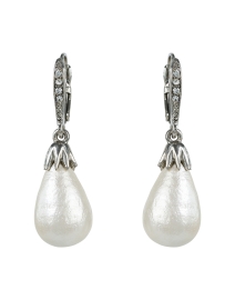 Product image thumbnail - Oscar de la Renta - Silver Pave Pearl Drop Earrings