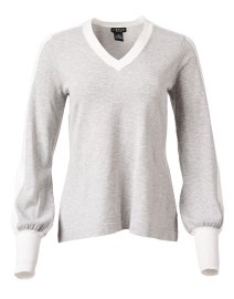 Product image thumbnail - J'Envie - Grey and White V-Neck Sweater