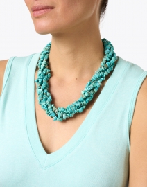 Look image thumbnail - Kenneth Jay Lane - Turquoise Stone Multistrand Necklace