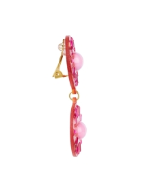 Back image thumbnail - Mercedes Salazar - Pink Drop Clip Earrings