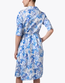 Back image thumbnail - Rani Arabella - Blue and White Print Cotton Shirt Dress