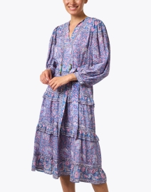 Front image thumbnail - Bell - Isla Purple Floral Cotton Silk Dress