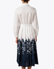 Back image thumbnail - Piazza Sempione - White and Navy Print Shirt Dress