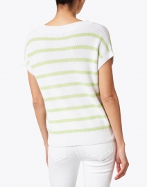 Kinross - White and Green Stripe Cotton Sweater