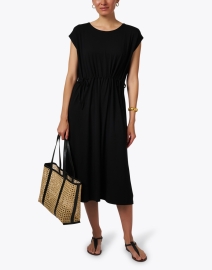 Look image thumbnail - Eileen Fisher - Black Drawstring Shift Dress