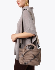 Look image thumbnail - Naghedi - St. Barths Mini Brown Plaid Woven Handbag