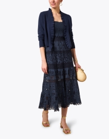 Look image thumbnail - Kinross - Navy Cashmere Cropped Cardigan