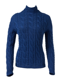Cobalt Blue Cotton Cable Knit Sweater