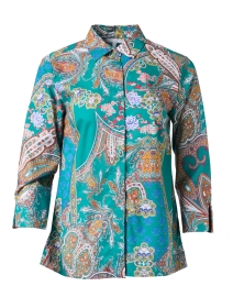 Product image thumbnail - Hinson Wu - Xena Teal Paisley Cotton Shirt