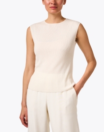 Front image thumbnail - Lafayette 148 New York - Ivory Ribbed Shell