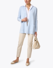 Look image thumbnail - Kinross - Blue and Grey Reversible Cashmere Cardigan
