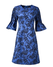 Blue and Black Floral Print Dress